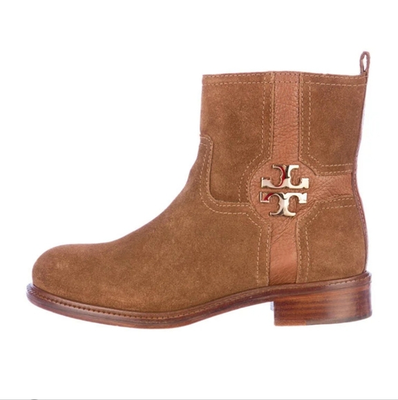 Tory burch Alianabrownsplit suede round toe ankle boots